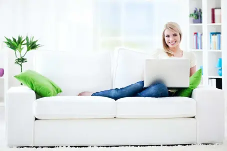 A woman is relaxing at home,